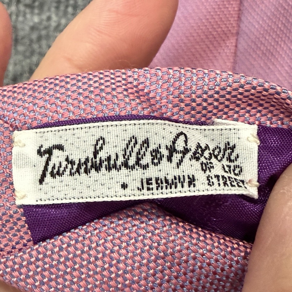 Vintage Turnbull & Asser London Silk Linen Tie Pink Textured Summer Wedding - Picture 2 of 7